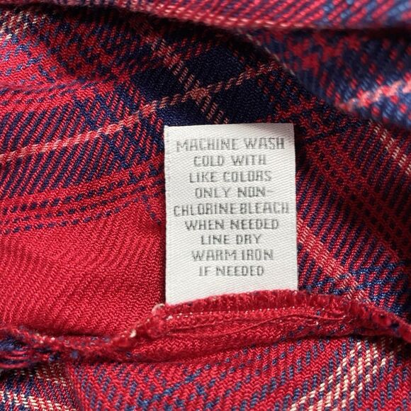 KEREN HART Blouse Plaid Button Down Tulip Split Back Long Sleeve Womens XL Red - Picture 11 of 11